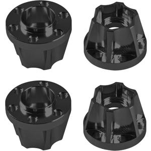 Metal RC 12mm Wheel Hex Hub Extension Combiner Compatible with 1.9/2.2inch Wheel Rim Axial SCX10 Traxxas TRX4 D90 1/10 RC Crawler (15mm, Black)