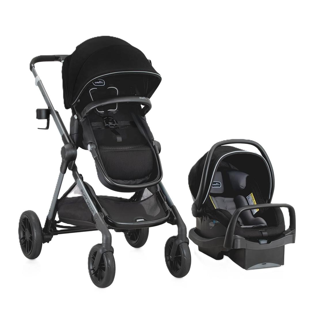 Evenflo Pivot Xpand Modular Travel System with LiteMax Infant Car Seat (Ayrshire Black)