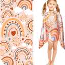 R HORSE Boho Rainbow Beach Towel for Kid, 30 x 60 inch Microfiber Absorbent Beach Pool Towel Quick Dry Sand Free Blanket for Summer Pool Party Supplie Bath Sport Travel Swimming Camping