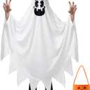 Spooktacular Creations Ghost Costume for Kids with Pumpkin Basket, Scary Halloween Costume for Boys (White)