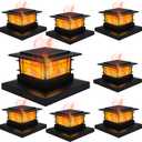 Dynaming 8 Pack Solar Flame Post Lights Outdoor, Solar Powered Fence Post Cap Lights, High Brightness Flickering Flame SMD LED Lighting Decor for Garden Deck Patio, 4x4, 5x5 or 6x6 Vinyl/Wooden Posts