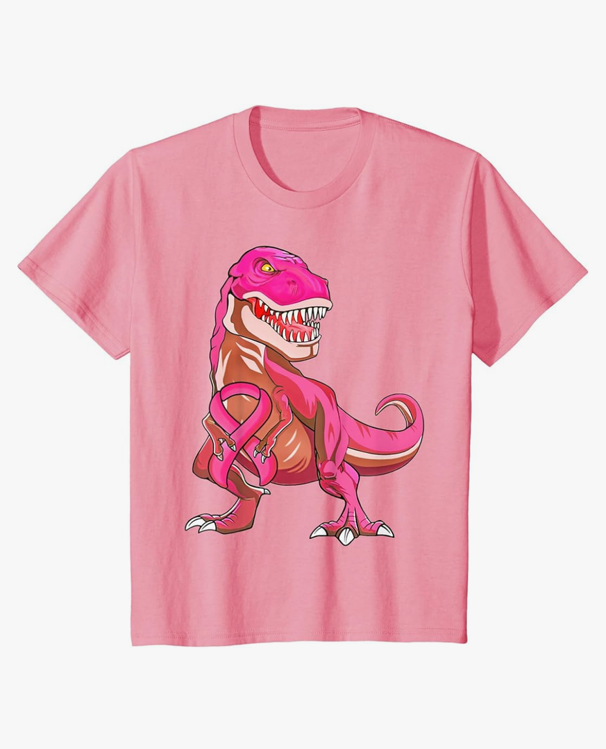 Pink Ribbon T-Rex Breast Cancer Awareness for Boys Kids T-Shirt 2T