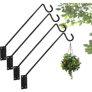 Deck Hook Bird Feeder Hanger Hook Wall Mounted 13.3 Inch 4 Pack for Planters,Plants Flower Suet Baskets,Lanterns,Wind Chimes Holiday Decoration (4)