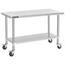 DuraSteel 30x60 NSF Stainless Steel Cart - Heavy Duty Food Prep Table with Undershelf - Rolling Kitchen Island on Wheels for Commercial Restaurant Kitchen, Garage, Outdoor Cooking, BBQ Grill, Counter
