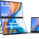 FHD Dual Portable Monitor | All-in-One Foldable & Stackable Design | 315° Screen Adjustment & 180° Stand | USB-C/HDMI Travel Monitor for Laptop, Mac, Windows