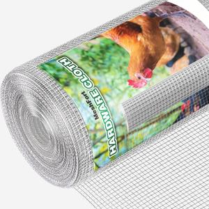 Hardware Cloth 1/2 Inch 48 x 100 ft 19 Hot - Dipped Galvanized After Welding. Ideal for Chicken, Rabbit, Snake Cages and Fencing, 1/2 inch 48" x 100 ft 19Ga