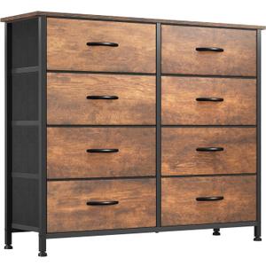 YITAHOME 8 Drawers Fabric Dresser, Furniture Storage Tower Cabinet, Organizer for Bedroom, Living Room, Hallway, Closet, Sturdy Steel Frame, Wooden Top, Easy-to-Pull Fabric Bins (Earthy Brown Big Drawer)
