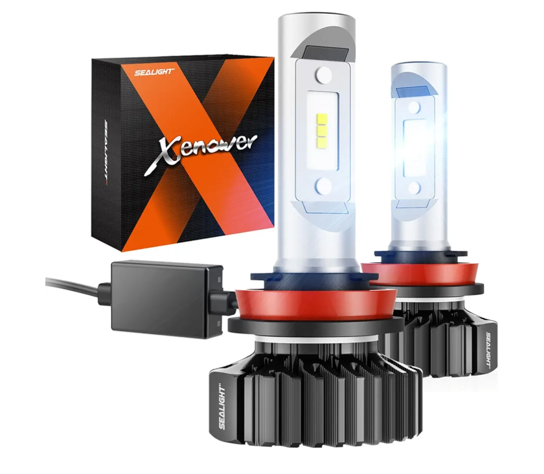 SEALIGHT H11/H8/H9/H16 LED Bulbs, 30,000LM 600% Super Brighter H11 Halogen Replacement Bulbs, 6000K Xenon White H11 H8 H9 Headlight Blubs, Plug and Play, Pack of 2