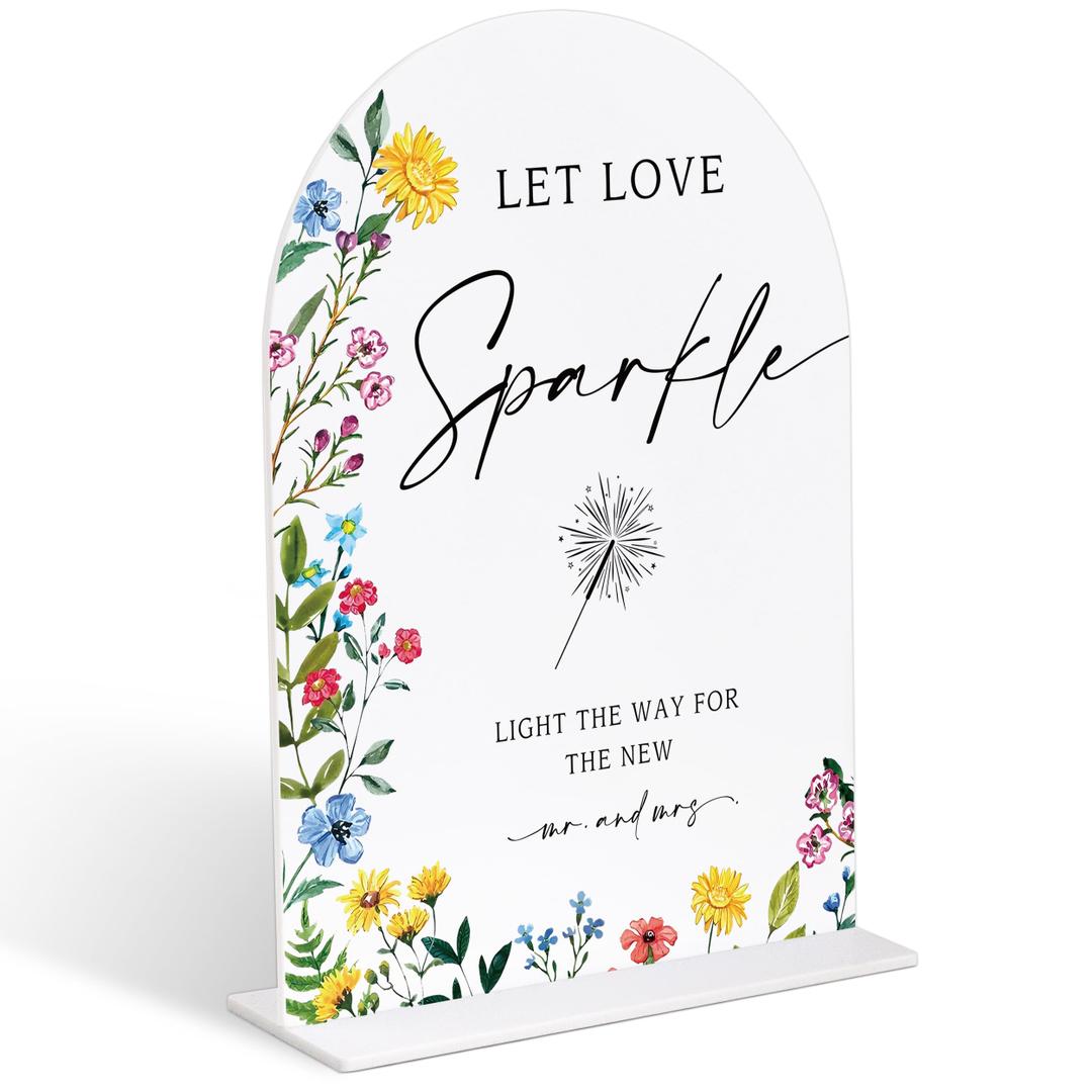 3 x Acrylic Wedding Signs Wedding Sparklers Send Off Sign for Reception, 6x8" Floral Themed Arch Acrylic Table Decor, Love Is In Bloom & Baby In Bloom Decorations for Baby Shower Bridal Shower Engagement