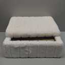 Greenstell Vanity Stool Chair Faux Fur with Storage, 15.7"L x 11.8"W x 19.4"H Soft Ottoman 4 Metal Legs with Anti-Slip Feet, Furry Padded Seat, Modern Multifunctional Chairs for Makeup, Bedroom White