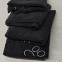 Chumia 4 Pack Dog Towels for Drying Large Microfiber Grooming Tools Absorbent Soft Bath Supplies with Embroidered Paw for Small Medium Pet Products(16 x 32 Inch,Black)