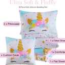 Cokouchyi Full Size Comforter Set for Girls, 6-Piece Bed in a Bag, 3D Colorful Unicorn Bedding Comforter Sheet Set, Ultra Soft and Fluffy, Pink & Rainbow Color, Unicorn 6-piece, Full