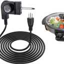 Adjustable Thermostat Probe Cord for Electric Skillet, 15A 125V Electric Griddle Power Cord with Precise Temperature Control Compatible with Masterbuilt Smokers & Griddles
