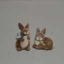 2 Pcs Easter Bunny Figurine Easter Wooden Bunny Figurines Farmhouse Rabbit Table Decoration for Spring Office Centerpiece Decor Party Supplies