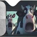 Funny Animals Terrified Cow Driving Windshield Sun Shade,Foldable Universal Sunshade for Cars Trucks SUVs Front Windows,UV Rays Sun Visor,Car Accessories,55x30IN