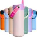 Elemental Insulated Kids Water Bottle, Stainless Steel Water Bottle with Straw Lid & Pop-It Handle, Leak-Proof Water Bottles for School, Boys or Girls, Travelling and Sports, 18oz - Pink Tie Dye