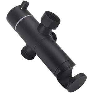 BLTFAUCER Solid Metal Shower Arm Diverter with Handshower Mount for Hand Held Showerhead and Fixed Spray Head ∣ G 1/2 3-Way Bathroom Universal Shower System Replacement Part (Matte Black)
