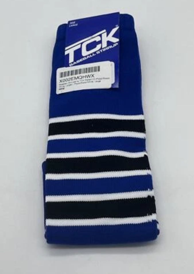 TCK Elite Baseball Knee High Stirrup Socks 300 Large Royal/Black/White