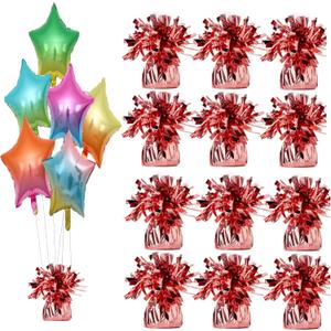 Balloon weights, 12 pieces, aluminum foil, suitable for birthday parties, gatherings, weddings, dinners and other occasions, weight 0.36lb (Rose Gold)