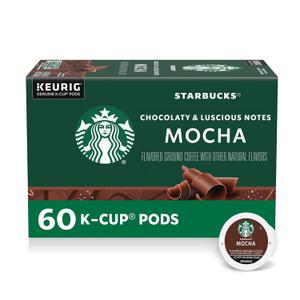Starbucks K-Cup Coffee Pods, Flavored Hot or Iced Coffee, Mocha, 60 Keurig Pods (EXP 01/09/27)