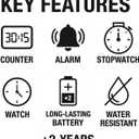 Score Keeper Watch for Pickleball, Tennis, Padel & Ping Pong - Digital Wristwatch with Alarm, Stopwatch & Clock | Water Resistant, Lightweight & Easy