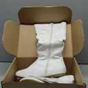 Wells Collection Womens Boots Soft Slouchy Flat Low Heel Mid-Calf Under Knee High (10, White)