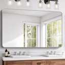 FORBATH 60x36 Inch Silver Bathroom Mirror for Over Sink, Large and Wide Rectangular Wall Mirror with Metal Frame, Rounded Corners for Bathroom, Bedroom, Entryway Decor (Horizontal or Vertical)