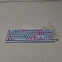 HUO JI Gaming Keyboard USB Wired with Rainbow LED Backlit, Floating Keys, Mechanical Feeling, Spill Resistant, Ergonomic for Xbox, PS Series, Desktop, Computer, PC, Blue Purple
