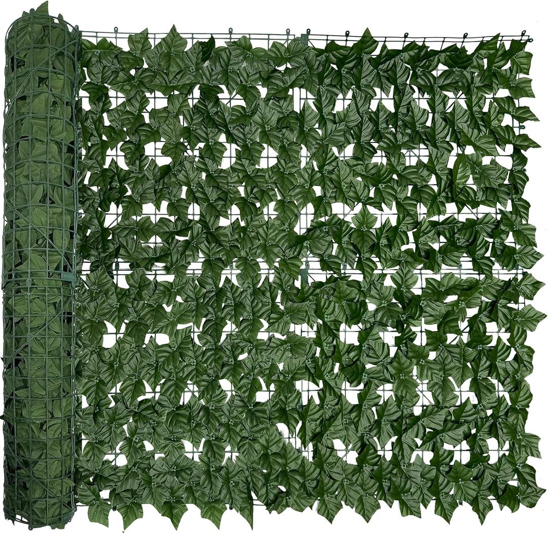 40"x120" (34 Sqft), Artificial Ivy Vine Privacy Fence Screen Roll | UV Resistant Green Leaves Faux, Garden Indoor Outdoor Home Decor, Artificial Hedge Vine Backdrop Fence Covering Privacy