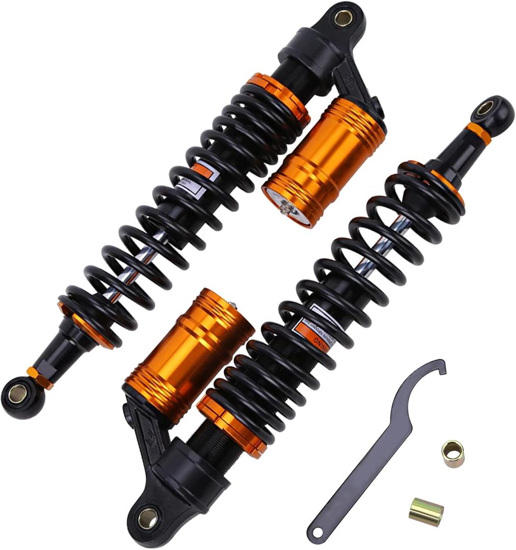OUMURS 2Pcs 400mm Adjustable Motorcycle Air Shock Absorber Fit for Honda Suzuki Yamaha Kawasaki ATV Go Kart Quad Dirt Sport Bikes
