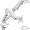 JIEZIKONGJIAN Dual Monitor Desk Mount for 2 Monitors Max 32 inch Screen, Gas Spring Arm, Stand with Clamp/Grommet Mounting Base, VESA 75x75mm & 100x100mm, Mounts Fit 4.417.6lbs Computer, White