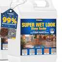 Super Wet Look Stone Sealer 1 Gallon [2025 Upgarde]–Durable & Long-Lasting Protection, High Gloss Finish for Patios, Driveways, Pavers, Interior & Exterior Color Enhancement & Easy Maintenance