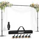 EMART Backdrop Stand,10x7ft(WxH) Adjustable Photo Background Stand with Upgrade Rod,Heavy Duty Flat Base,Metal Pipe and Drape Frame for Wedding,Birthday Party,Decorations,Photography Studio