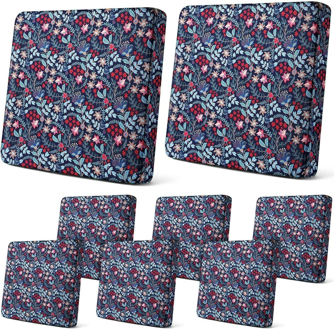 Newwiee 8Pcs Patio Cushion Covers Stretch Outdoor Cushion Cover Replacement for Patio Furniture Sofa Couch Slipcovers, Soft Flexibility Washable Furniture Protector(Paisley,Retro Color) 12.01"D x 8.27"W x 2.95"H