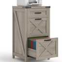 Halitaa Farmhouse File Cabinet with 3 Drawers for Home Office, Rustic Grey, 15.75"D x 17.12"W x 33.46"H