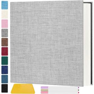 Zesthouse Large 18In Photo Album Self Adhesive 60 Pages, Scrapbook Albums with Sticky Page Holds 10x12 & 8x10 & 5X7 & 4x6 Pictures, DIY Photo Book Ideal Gift for Family Wedding Baby (Grey)