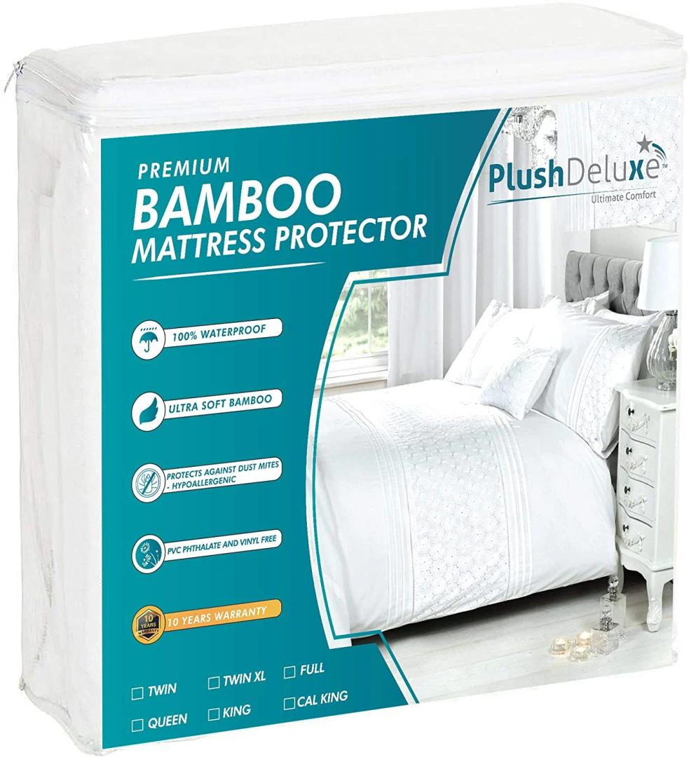PlushDeluxe Premium Bamboo Mattress Protector Pad, Size: King(76"x80")