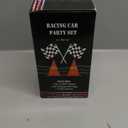 4E's Novelty 38 Pieces Set - 12 Traffic Cones With Hole on Top, 24 Checkered Flags, Racetrack Floor Runner - for For Race Car Birthday Party Supplies, Table Centerpiece Decorations Kids Gift