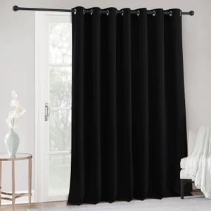RYB HOME Extra Wide Curtains Blackout - 100% Privacy Backdrop Curtains & Drapes for Sliding Glass Door Bedroom Large Window Decor Shared Office Partition Screen, W 100 x L 84, Black