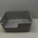 Extra Large Cat Litter Box High-Sided Plastic Litter Box for Large Cats, Jumbo Open Kitty Litter Tray Gray