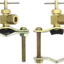 QWORK Self-Tapping Saddle Valve, Pack of 2, Copper Needle Valve with 1/4" Compression Outlet, Fit 3/8" to 1-1/4" OD Tube