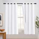 RYB HOME Blackout Curtains with Felt Fabtic Liner for Sound Absorbing, 3 Layers Soundproof Thermal Insulated Summer Drapes for Bedroom Home Theater Baby Nursery, 52 x 63 inch, White, Set of 2