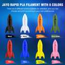 JAYO Rapid PLA 3D Printer Filament Bundle 2KG, High Speed PLA Filament 1.75mm 50mm/s - 600mm/s Print Range, 8 Pack 250g Spool Filament (Black, White, Blue, Red, Pink, Orange, Yellow, Olive Green)