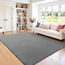 SHACOS Ultra Soft Faux Rabbit Fur Area Rug 5'x7', Non Slip Washable Padded Living Room Rugs, Fluffy Cozy Indoor Modern Carpet for Bedroom Dining Room Kids Room Dorm Home Decor, Grey