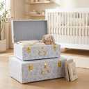 Rool Floral Decorative Storage Trunk Set of 2, Blue Metal Keepsake Trunks