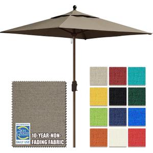EliteShade USA 10-Year-Non-Fading 6x6Ft Square Market Patio Umbrella, UPF 50+ UV Protection Performance Sun Umbrella, Heavy Duty Commercial Grade Outdoor Table Umbrella with Crank, Windproof Vented Top for Garden, Pool, Deck and Outdoor Playsets, Taupe