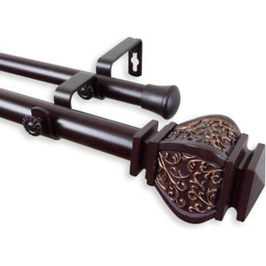 Rod Desyne 1" Jypsiere Double Curtain Rod, 28-48 inch, Mahogany