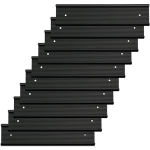10 Pack 2 x 10 Aluminum Name Plate Holders for Door or Wall, Office Wall Mount Name Plate Holder with Textured Design and Double Sided Tape, for Office, Business, Meeting Room (Black)