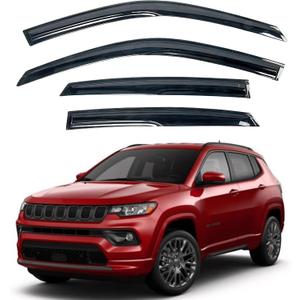 KPY Window Visor Compatible with Jeep Compass 2017-2024, 4PC Rain Guard Side Window Vent Deflectors Tape-On Mugen Style, 2017 2018 2019 2020 2021 2022 2023 2024