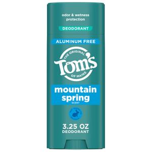 Toms of Maine Mountain Spring Aluminum Free Natural Deodorant For Women & Men | Goes on Clear | Odor & Wetness Protection | Naturally Derived and Moisture-Locking Ingredients | 3.25 oz (3.25 Ounce (Pack of 1))